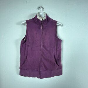 L.L. Bean Womens Purple Sherpa Fleece Line Mock Neck Full Zip Vest Medium 0KQF2